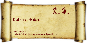 Kubis Huba névjegykártya
